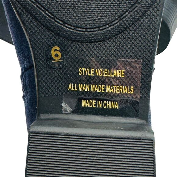 Shoe Land Ellaire Vegan Suede Ankle Booties - Navy - Size 6 - Picture 8 of 10